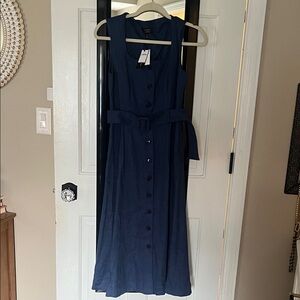 NWT banana republic factory  Navy Blue denim linen blend Dress